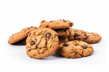 Chocolate chip cookies on white. Generative AI