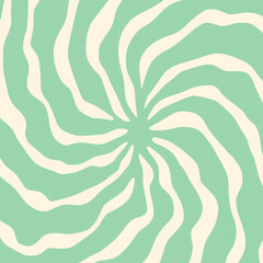 Fototapeta na wymiar Groovy hippie 70s background. Waves, swirl, twirl, flower, rays pattern. Twisted and distorted vector in retro psychedelic style. Y2k aesthetic.