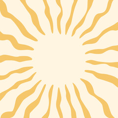 Groovy hippie 70s background. Waves, swirl, twirl, flower, rays pattern. Twisted and distorted vector in retro psychedelic style. Y2k aesthetic.
