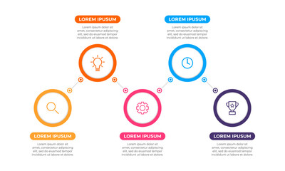 Infographic design with icons and 5 options or steps. Timeline infographic design.