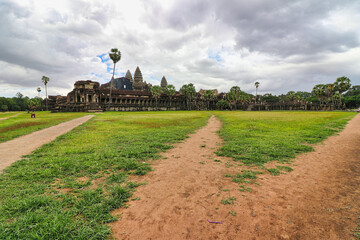 View of the Outer grounds of the Angkor Wat temple complex at Siem Reap, Cambodia, Asia