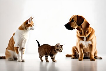dog and cat on white background  - Powered by Adobe
