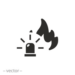 emergency siren icon, fire alarm, flat symbol -  vector illustration - obrazy, fototapety, plakaty