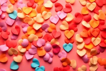 Fototapeta na wymiar Abstract background with colorful hearts for Valentine's Day