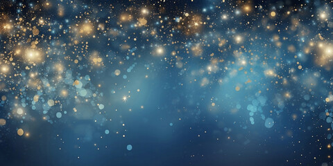 Gold sparkle splatter border . Gold Foil Frame Gold blue and gold banner celebrations brush stroke on blue background.