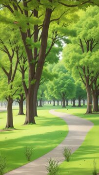 morning spring time park in the city