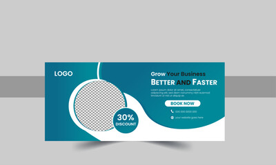 Professional business facebook cover page timeline web ad banner template with photo place modern layout white background. 