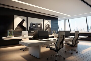 Contemporary office spaces, stylish and functional.