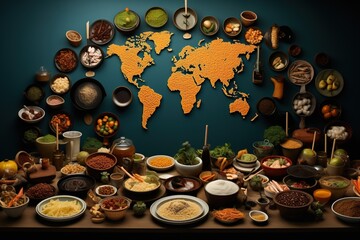 Obraz na płótnie Canvas Explore the world through delectable culinary diversity.