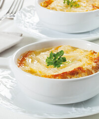 Portuguese butter soup with toast and cheese. Portuguese cuisine. Agua de unto .