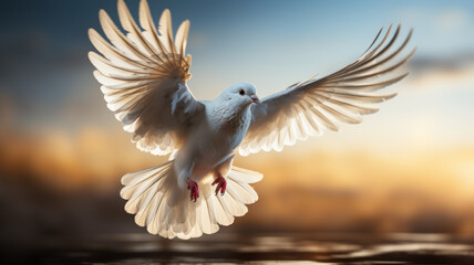 Heavenly white dove symbolizes love and peace - obrazy, fototapety, plakaty