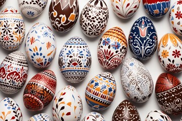 A vibrant assortment of decorative Easter egg