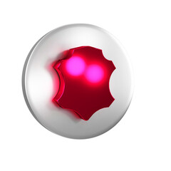 Red Leather icon isolated on transparent background. Silver circle button.