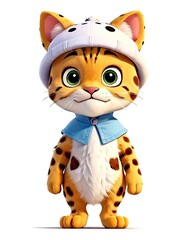 3d rendered illustration of a cute cartoon cat with bandana.
