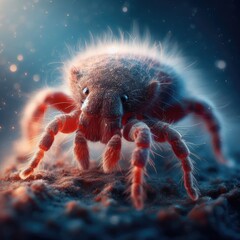 close up of a mite on ground macro insect background - obrazy, fototapety, plakaty