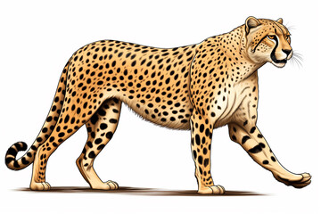 Cheetah cartoon natural colors on white background