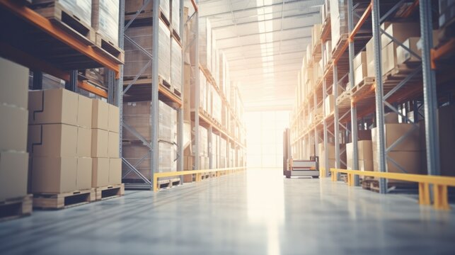 Photo of a warehouse with large shelves