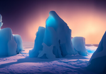Iceberg with northern light lights