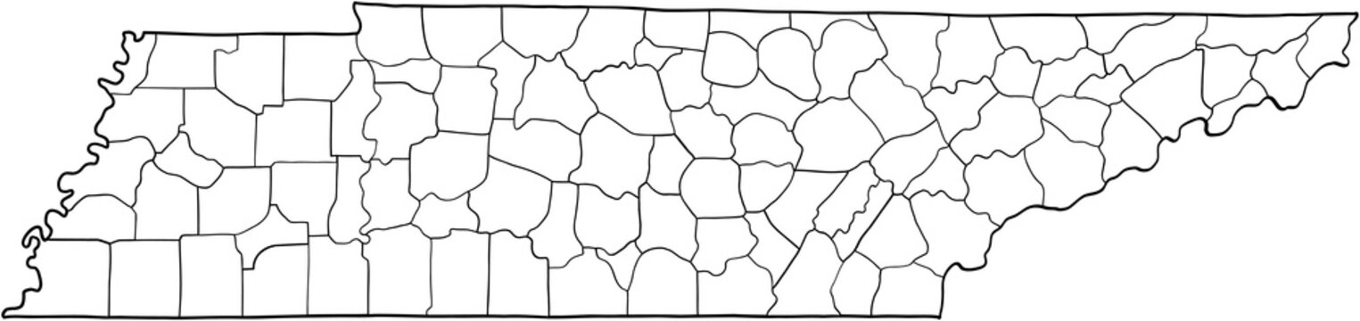 doodle freehand drawing of tennessee state map.