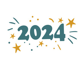 Fototapeta premium 2024 New Year Holiday Abstract Green And Yellow Graphic Design Vector Logo Symbol Illustration