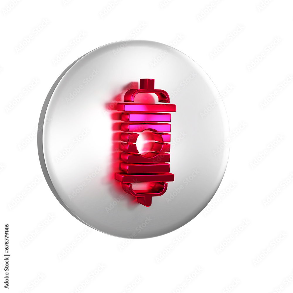 Canvas Prints red chinese paper lantern icon isolated on transparent background. silver circle button.