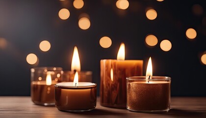 Fototapeta na wymiar Cinnamon-scented candles with a warm glow