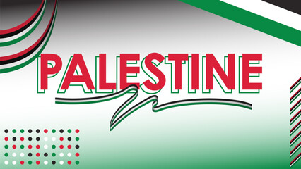 Palestine national day poster banner vector background with ribbon and flag