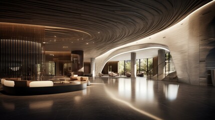 concept design of a luxurious hotels front desk lobby