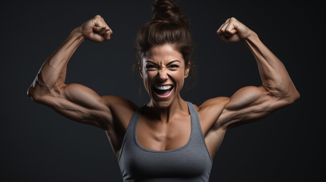 Woman bodybuilder portrait. 
