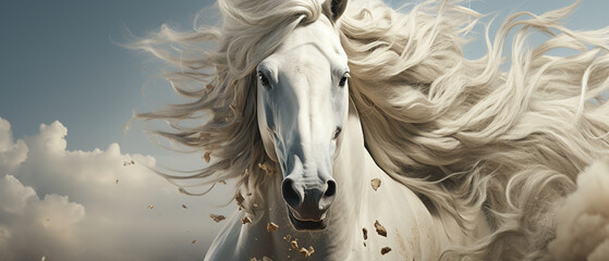 Lebensechte Kreativität:vIllustration eines detaillierten Pferdeporträts - obrazy, fototapety, plakaty