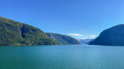 Beautiful fjord in Norway on a sunny day - 678780712