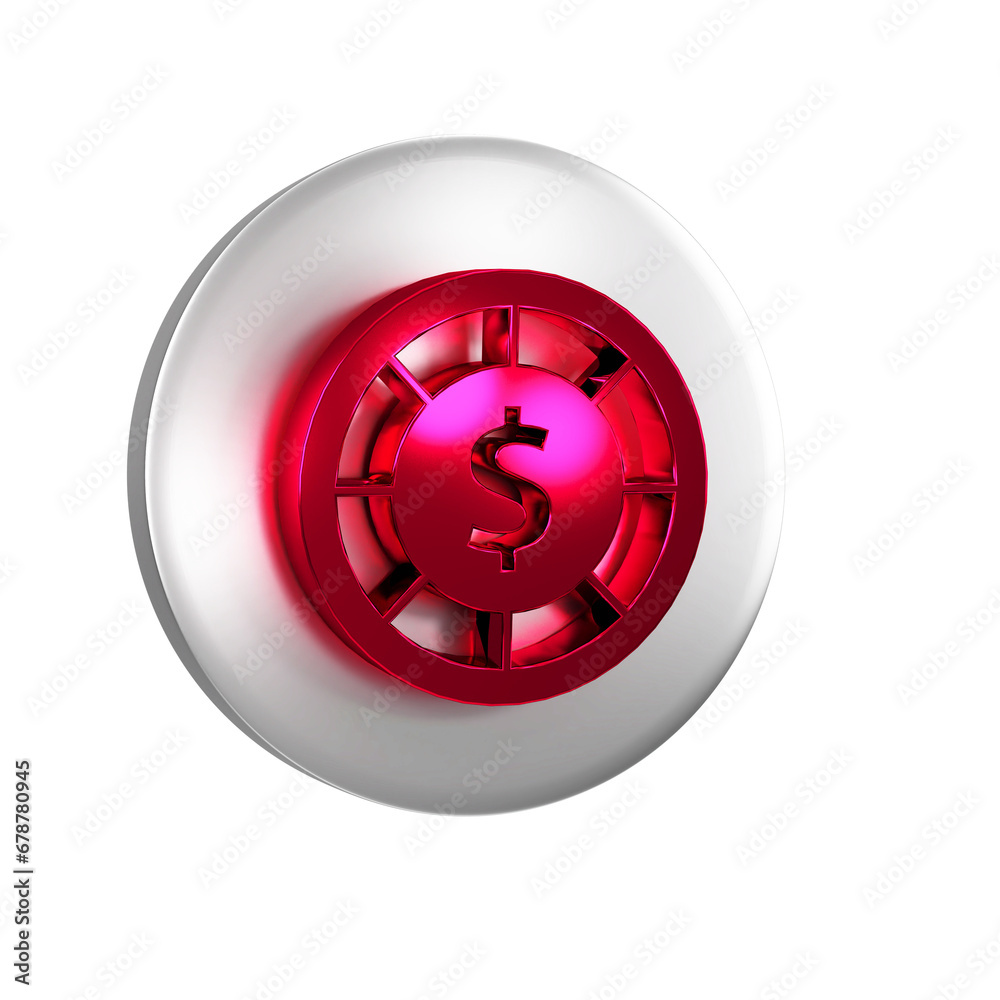 Canvas Prints red casino chips icon isolated on transparent background. casino gambling. silver circle button.