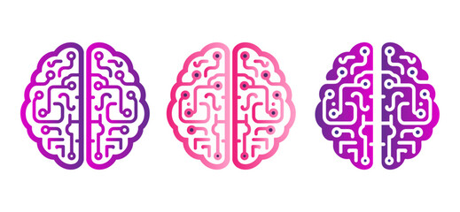 AI Brain Illustrations in different styles