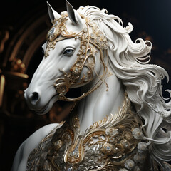 Majestätische Schönheit: Detaillierte 3D-Illustration eines Pferdeporträts