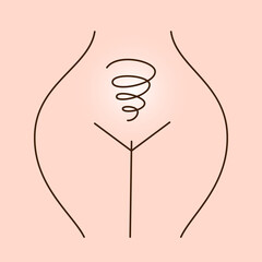 Female body and women's hygiene and health concept. Menopause, Gynecology and care for women's sexual health. Maternity and pregnancy sign. Illustration in cartoon style