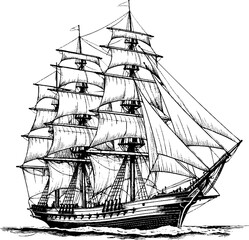 Cutty Sark Ship Vintage Sketch