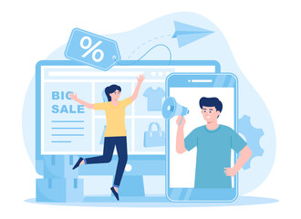 promotion of online store products concept flat illustration