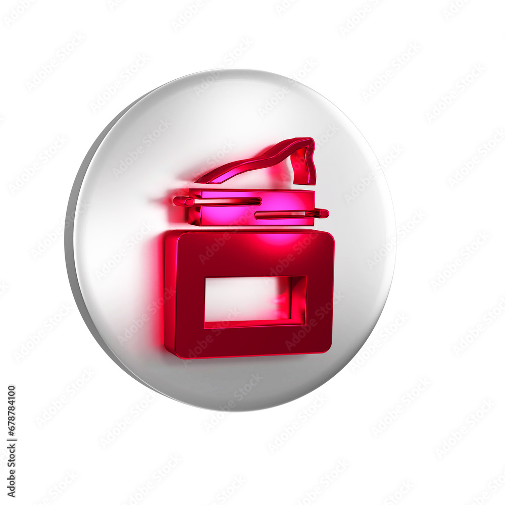 Poster red cream or lotion cosmetic jar icon isolated on transparent background. body care products for men