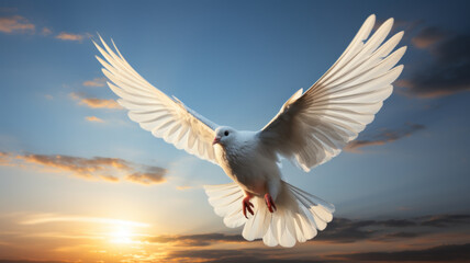 Heavenly white dove symbolizes love and peace