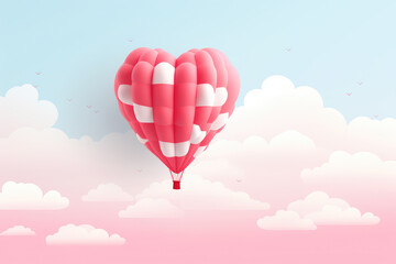 Obraz premium 3D minimalist illustration of a floating balloon heart in pink, red, and white. Making it ideal for Valentine's Day or anniversary-themed designs.