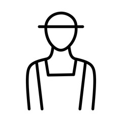 Obraz premium Farmer linear icon. Agricultural worker. Thin line illustration. Contour symbol. Vector isolated outline drawing. Editable stroke