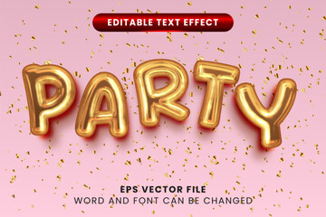 Party 3d foil balloon editable vector text effect © yustika