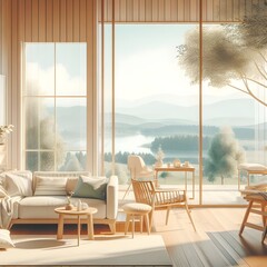 A Scandinavian-style home with a view of nature