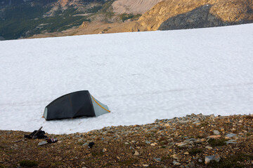 Tent on glacial edge, Garibaldi Park