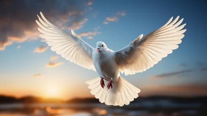 Foto op Aluminium Heavenly white dove symbolizes love and peace generative ai © Suralai