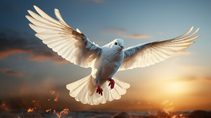 Heavenly white dove symbolizes love and peace generative ai
