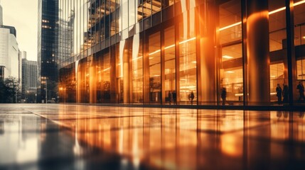 Naklejka premium business and finance.abstract business background with buildings and people in motion. motion blur. 