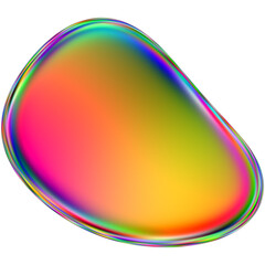 Iridescent blob shape. Abstract multicolor design element isolated on a transparent background.