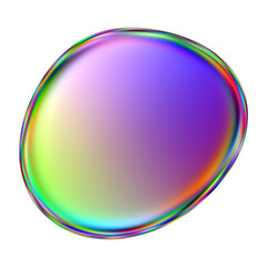 Iridescent blob shape. Abstract multicolor design element isolated on a transparent background.