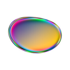 Iridescent blob shape. Abstract multicolor design element isolated on a transparent background.